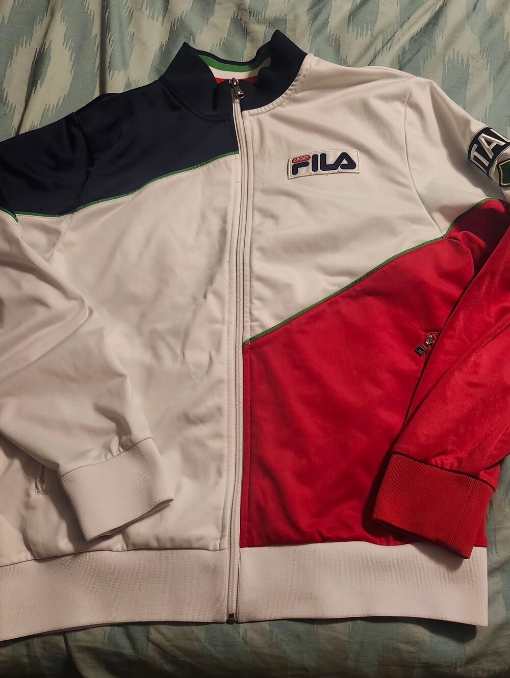 Vintage Fila Sport Italia Track Jacket Colorblock Red Blue White Men’s Size M
